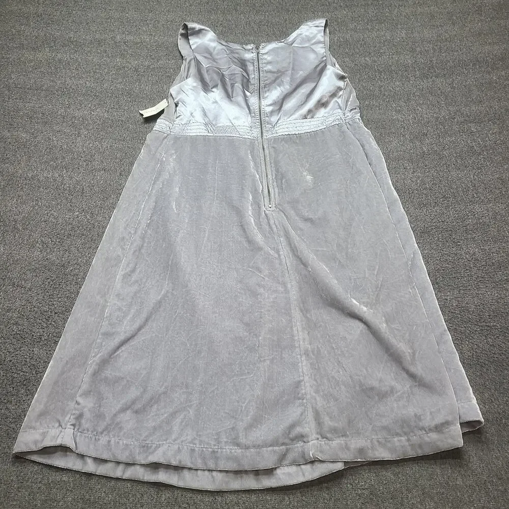Liz Lange‎ Maternity Dress Womens Small Silver Velvet Sequin Strap V Neck A-Line
